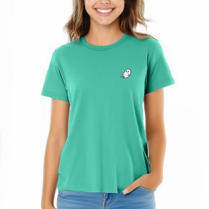 Dalix Ghost Embroidered Cotton Relaxed Fit Short Sleeve Crewneck Tee Shirt Women - 1 of 4