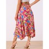 INSPIRE CHIC Women's Tropical Floral Print Ruffle Self-Tie Knot Split Beach Wrap Midi Skirt - 4 of 4