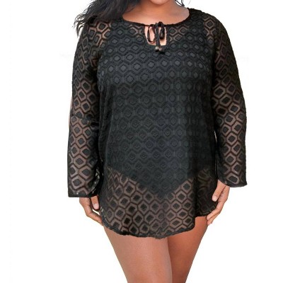 Women's Plus Size Long Sleeve V-Neck Tunic Cover Up - Always for Me