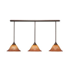 Toltec Lighting Any 3 - Light Chandelier in  Bronze with 14" Tiger Shade - 1 of 1