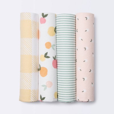 Flannel Baby Blankets Citrus - Cloud Island™ 4pk