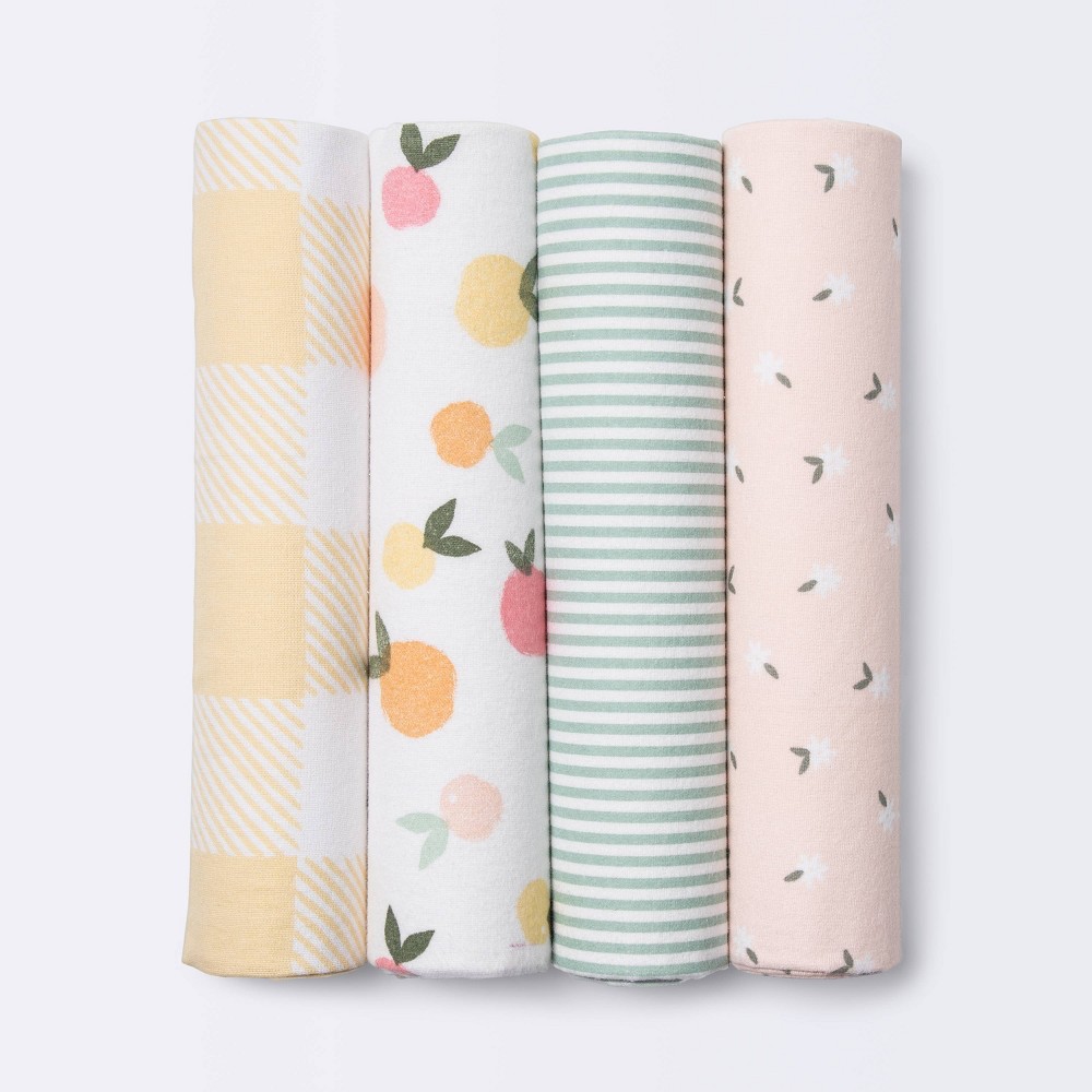 Photos - Children's Bed Linen Flannel Baby Blankets Citrus - Cloud Island™ 4pk