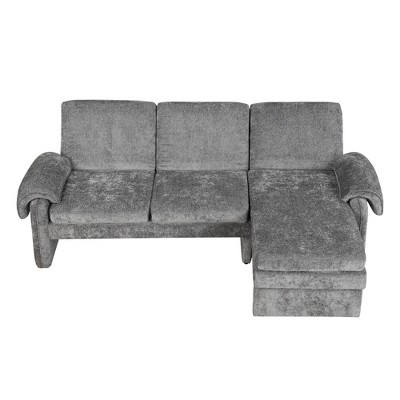 Racxily 94.1" Convertible Futon Sofa Bed with an Adjustable Backrest, a Reversible Chaise Lounge and Two Removable Armrest Pillows