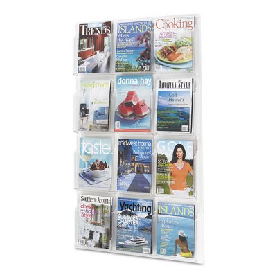 Clear 12-Compartment Wall-Mounted Plastic Literature Holder
