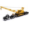 Kenworth W900 Truck with Lowboy Trailer Black and Crane Yellow "Long Haul Trucker" Series 1/32 Diecast Model by New Ray - 2 of 3