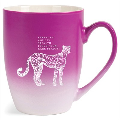 Elanze Designs 12 Ounce Ceramic Decorative Laser Engraved Giftable Novelty Tea Coffee Cup Mug Pink and White Leopard Strength Agility Stealth Beauty
