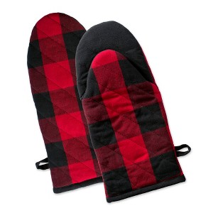 Design Imports Tango Red/Black Buffalo Check Oven Mitt Set/2 - 1 of 4