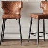 Modern PU Leather Height Bar Stool With Backrest Set of 2,With Sturdy Iron Legs,Modern Stool Bar,Height Counter Stool-Cuddlewood - 2 of 4