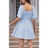 EXLURA Women's Summer Casual Square Neck Dresses Ruffle Short Sleeve Swiss Dot Flowy Mini Dress - 4 of 4