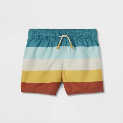 Image of Toddler Boys' Retro Striped Swim Trunks - Cat & Jack™