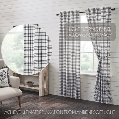 Sawyer Mill Black Plaid Cotton Light-Filtering Window Panels, 84x40, Set of 2