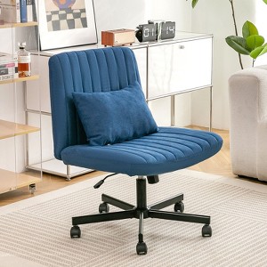 Okak Modern Adjustable Armless Home Office Desk Chair with Criss Cross  Legs,Velvet/Linen Swivel Task Chair for Office,Study,Studio - 1 of 4