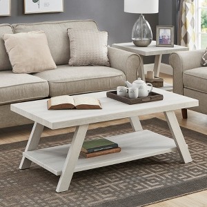 NicBex Contemporary 2-Tier Trapezoid Coffee Table with Storage Shelf,Wooden Center Table for Living Room,Living Room Furniture - 1 of 4