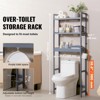 VEVOR Over the Toilet Storage, 3-Tier Adjustable Over Toilet Bathroom Organizer, Bamboo Storage Shelf Rack with 3 Hooks, Fit Most Toilets, Gray - 3 of 4