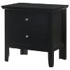 HomeStock Black Nightstand 24x24x16 with Two Spacious Drawers, Sleek Transitional Bedside Table for Modern Bedroom Organization - 3 of 4