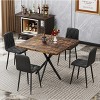 38.60"Square Dining Table Set, Mid Century Modern Square Dining Table for 4 Person, Faux Marble Tabletop, Iron Legs,Brown+Gray - 2 of 4