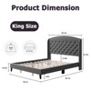 King Velvet Upholstered Platform Bed Frame with Wingback Tufted Headboard & Wood Slat Support, No Box Spring Needed - 2 of 4