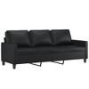 vidaXL 2 Piece Sofa Set in Black Faux Leather with Cushions - Contemporary Home Living Room Seating Arrangement - 3 of 4