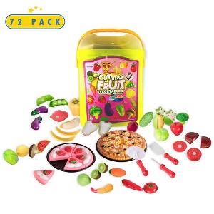 Play Food Kitchen Toys Set - 72 Piece Fake Fruits And Vegetables Toddler Cutting Play-Set - 1 of 4