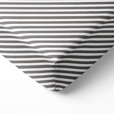 Bacati - Gray Warp Stripes Printed 100 percent Cotton Universal Baby US Standard Crib or Toddler Bed Fitted Sheet