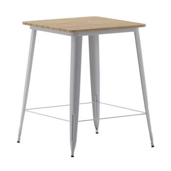 Flash Furniture Declan Commercial Indoor/Outdoor Bar Top Table, 31.5" Square All Weather Poly Resin Top with Steel base