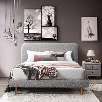 87.8" Eastern King Bed Cleo Bed Gray Boucle - Acme Furniture