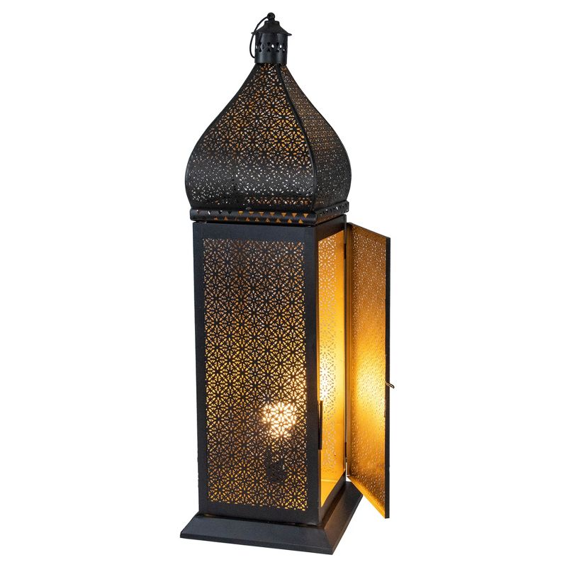 Northlight 30.5" Black and Gold Moroccan Style Lantern Floor Lamp, 4 of 6