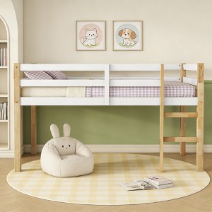 Luxystar Twin Loft Bed with Ladder, Bed Platform of Strengthened Slats for Kids‘ Room - 1 of 4