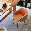 ARTPLAN Mid Century Modern Dining Chair, Faux Leather with Walnut,Uphoolsted Accent Arm Chair,Sitting Chair with Wooden Gold Metal feet - 3 of 4