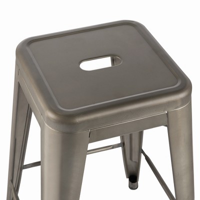 Yaheetech 30'' Black Metal Backless Stackable Bar Stools Set of 4