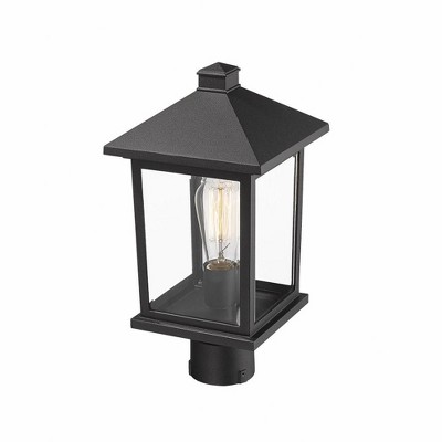 Portland 16" Classic Black Outdoor Post Mount with Clear Glass