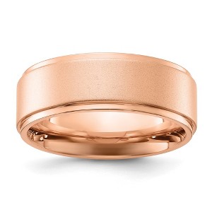 Chisel Stainless Steel Polished Rose IP-plated Brushed Center 8mm Band Ring - 1 of 4