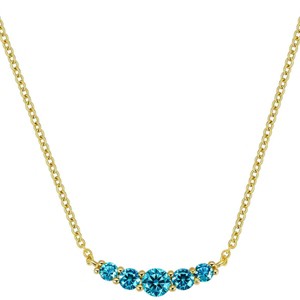 Molenia 14K Gold Plated Blue Zirconia Necklace for Women, 925 Sterling Silver Dainty Curved Bar Pendant Hypoallergenic Jewelry Birthday Gifts - 1 of 4