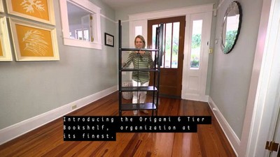 Origami Black 6-Tier Stamped Steel Bookcase Organizer Rack