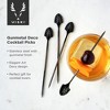 Viski Gunmetal Art Deco Cocktail Picks - Heavy Duty Toothpicks Stainless Steel Metal Drink Skewers Barware Accessories - Black 5inch Set of 4 - 2 of 4
