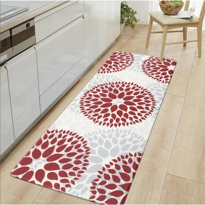 Red and White Modern Floral Anti-Fatigue Standing Mat 18" x 47"