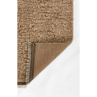 Natural Geometric Handwoven Wool Shag Rug, 2 ft x 3 ft