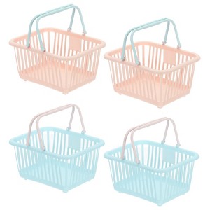 Unique Bargains Plastic Grocery Shopping Toy Organizing Mini Decorative Baskets 6.3" x 3.5" x 5.1" 4 Pcs - 1 of 4