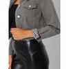 Allegra K Women's Solid Cropped Button-Down Plaid Cuffs Jean Jacket with Pockets - 4 of 4