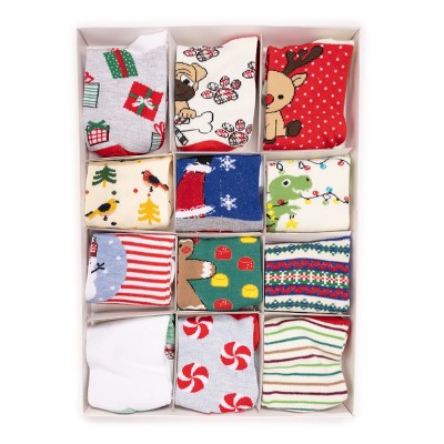 MUK LUKS Kid's 12 Days of Christmas Socks, One Size Fits Most, Multi