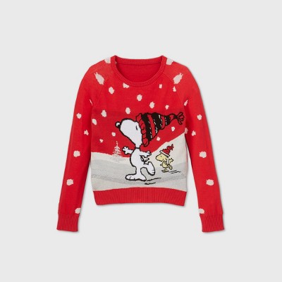 red snoopy sweater