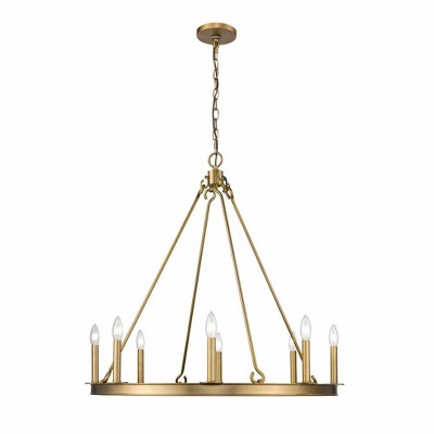 Olde Brass 8-Light Candle-Inspired Chandelier