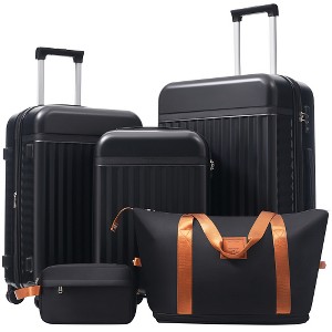Lyngins Hardside 20/24/28 Inch 5PCs Carry on Luggage Sets with Travel Bags,Spinner Wheels,TSA Lock,Expandable Suitcases Sets for Family Trips - 1 of 4