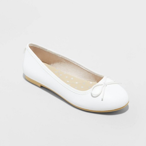 White pointed cheap toe flats