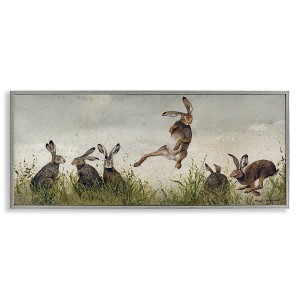 Stupell Industries Jumping Hares in Wild Framed Giclee Art - 1 of 4