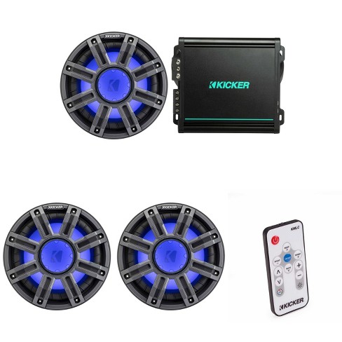 Kicker (3) 51MWF104 - MWF 10-Inch Premium Marine Subwoofer (free-air) 4-ohm & 48KMA8001 Marine Amp & Bass Knob Bundle ( Includes LED Remote ) - image 1 of 4