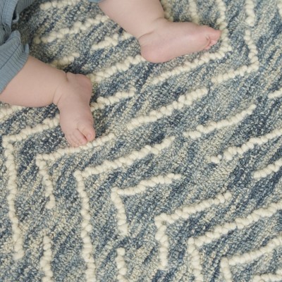 Indigo Ivory Chevron Hand-Tufted Wool 4' x 6' Area Rug