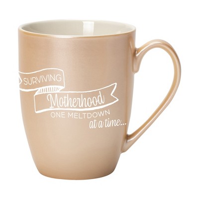Elanze Designs Surviving Motherhood One Meltdown At A Time Pearlescent Sand 10 ounce New Bone China Coffee Cup Mug