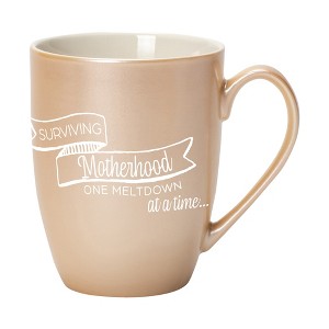 Elanze Designs Surviving Motherhood One Meltdown At A Time Pearlescent Sand 10 ounce New Bone China Coffee Cup Mug - 1 of 4