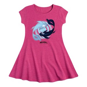 Girls' - Avatar: The Last Airbender - Moon and Ocean Spirit Koi Fit & Flair Cap Sleeve Dress - 1 of 3